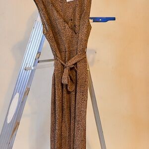 Carly Jean Los Angeles Brown Polka Dot Jumpsuit